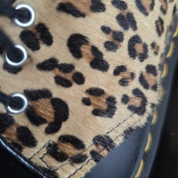 Dr. Martens Leopard Panel Black Leather Lace-Up Shoes - Picture 3 of 4